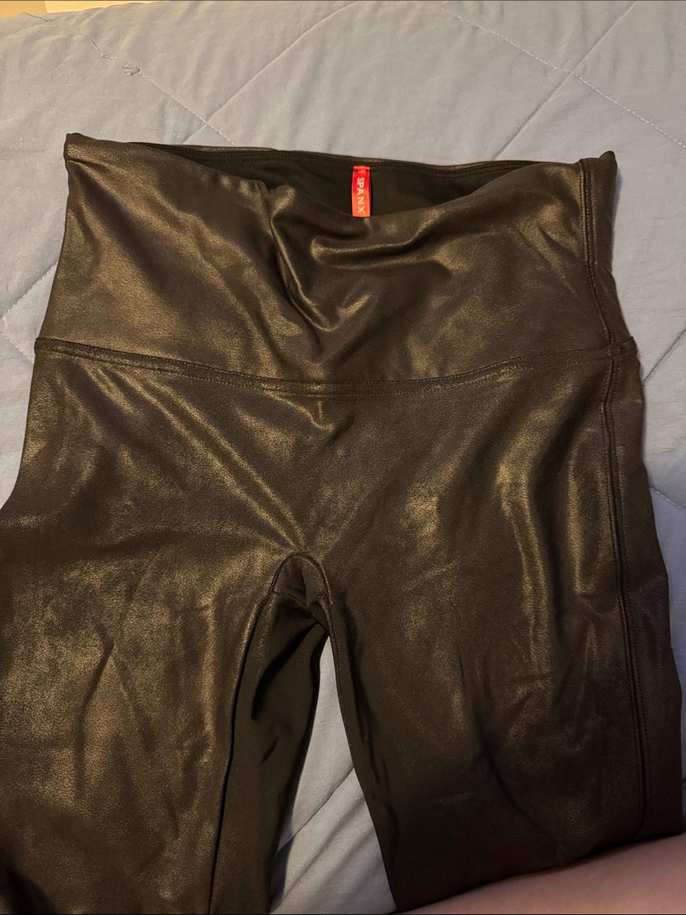 SPANX Shiny High-Waist Faux Leather Leggings - Black